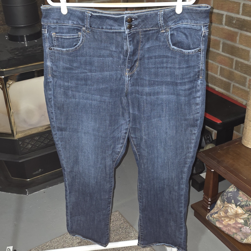 American Eagle Outfitters Women's Straight Jeans in Dark Blue